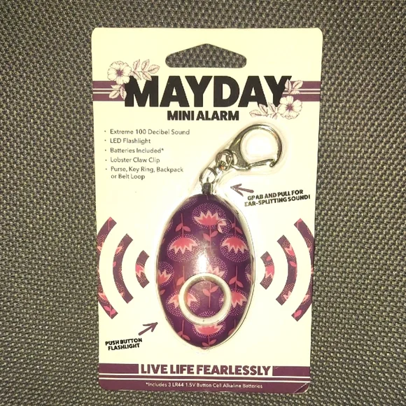 Mini Alarm with LED Flashlight - Purple Floral motif - Picture 1 of 5